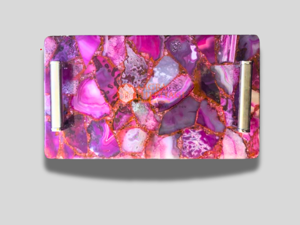 Trinket Handmade Pink Agate Stone Tray